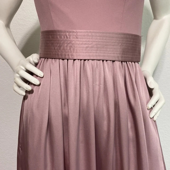 Vera Wang White Quartz One Shoulder Satin Belt Maxi Bridesmaid Dress Size 2 - Picture 3 of 10